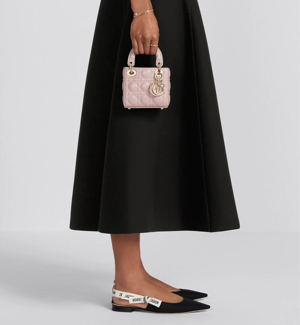 Lady Dior Micro Bag Powder pink Cannage lambskin