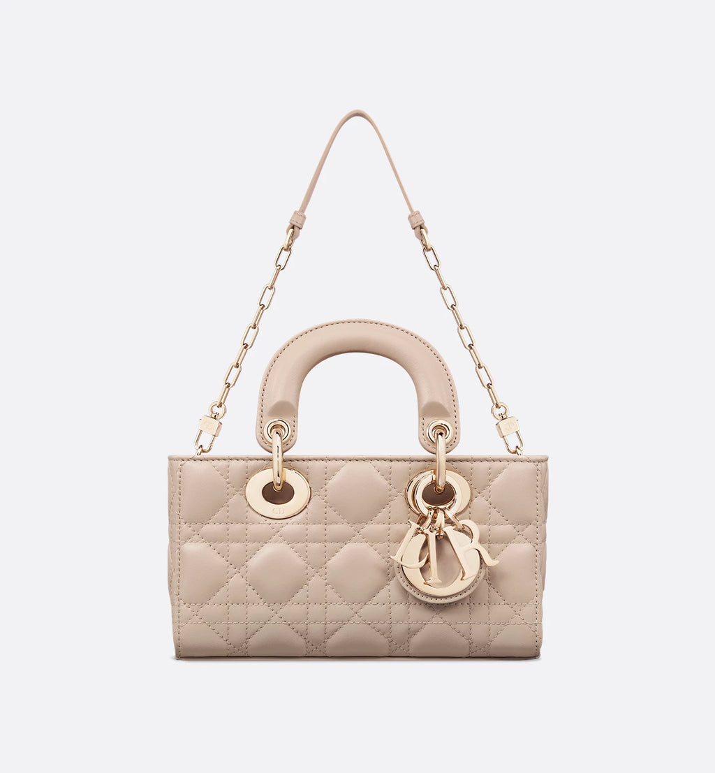 Mini Lady D-Joy Bag Powder Beige Cannage Lambskin