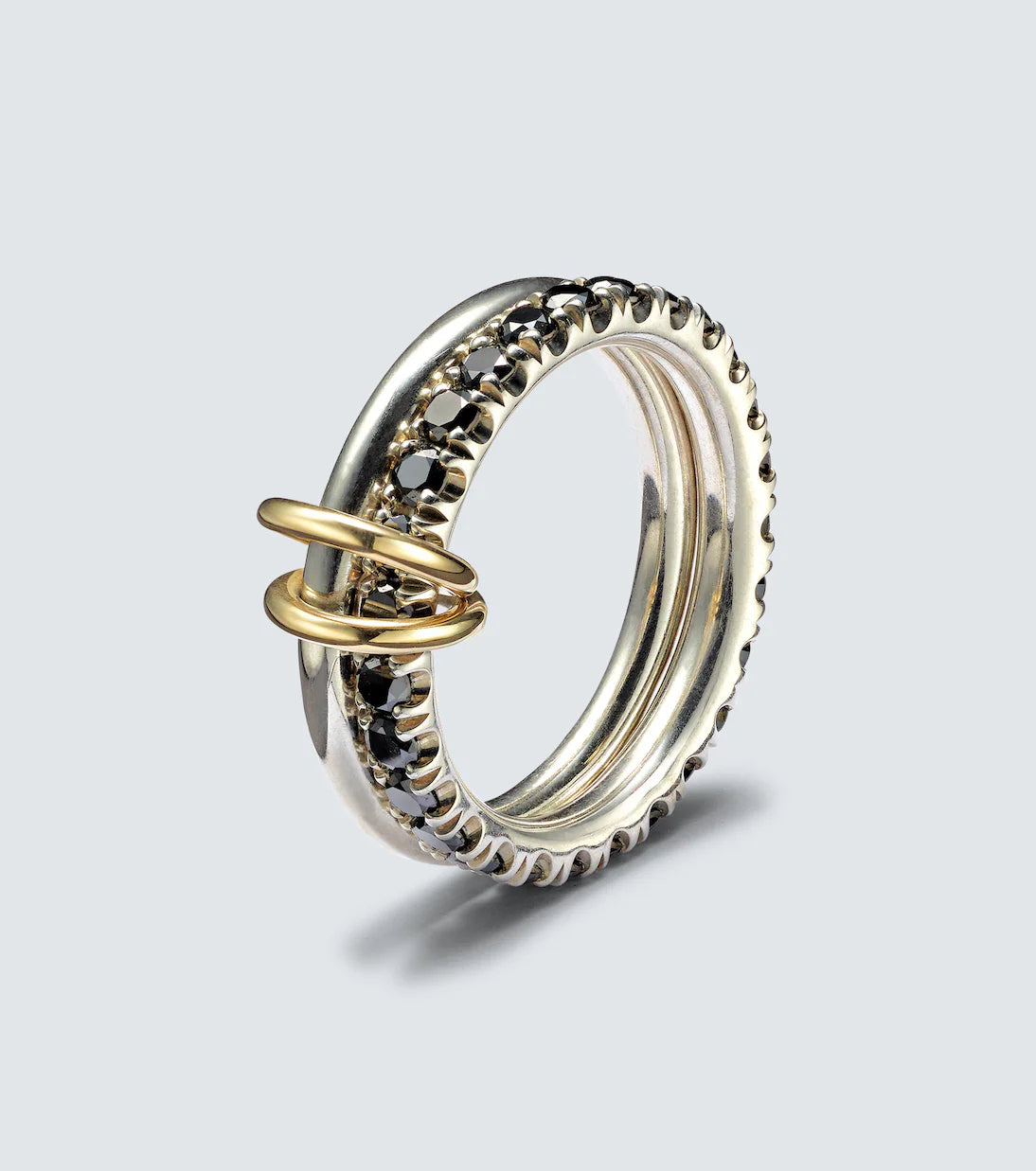 Spinelli Kilcollin Enzo SG Noir sterling silver and 18kt gold ring with black diamonds