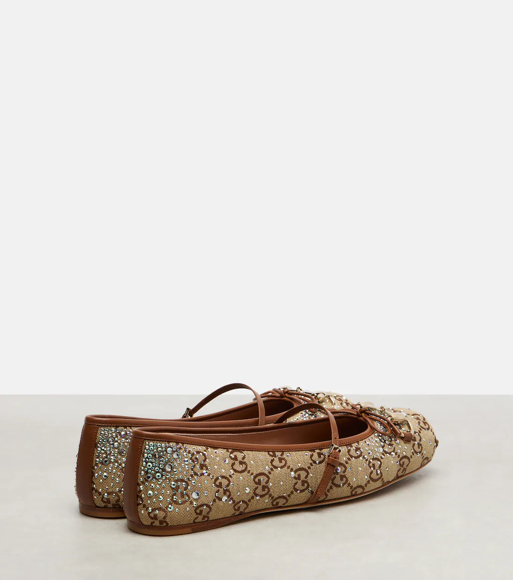 Gucci Women's GG crystal Gucci Horsebit ballet flat