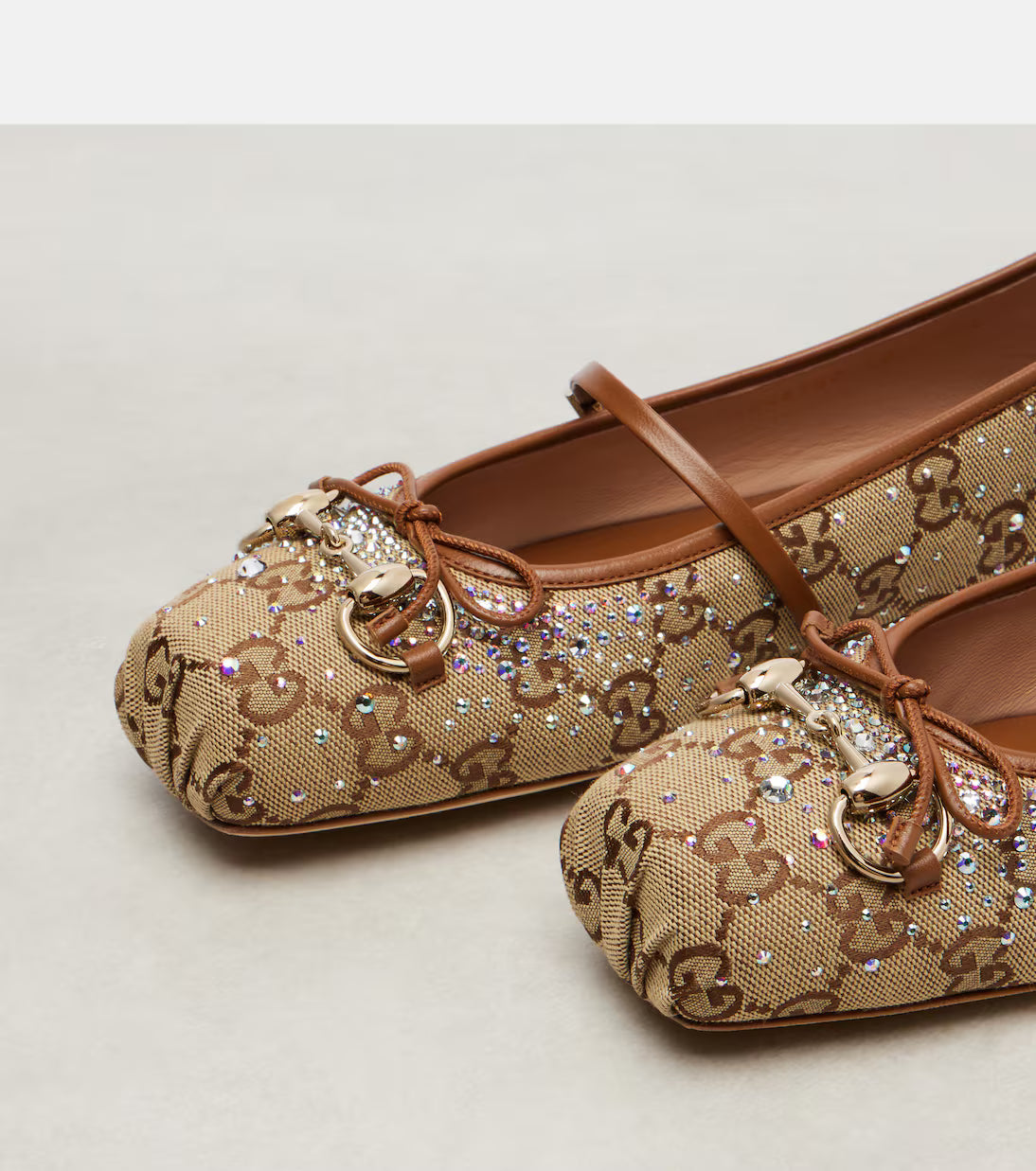 Gucci Women's GG crystal Gucci Horsebit ballet flat