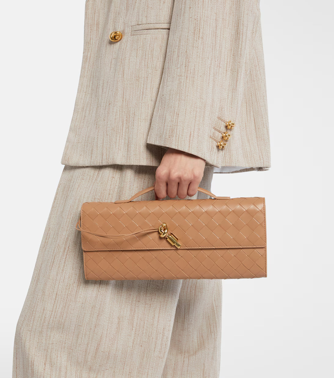 Bottega Veneta Andiamo Intrecciato Leather Clutch