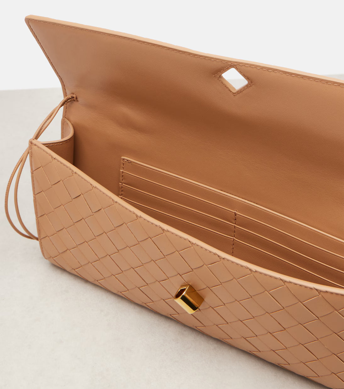 Bottega Veneta Andiamo Intrecciato Leather Clutch
