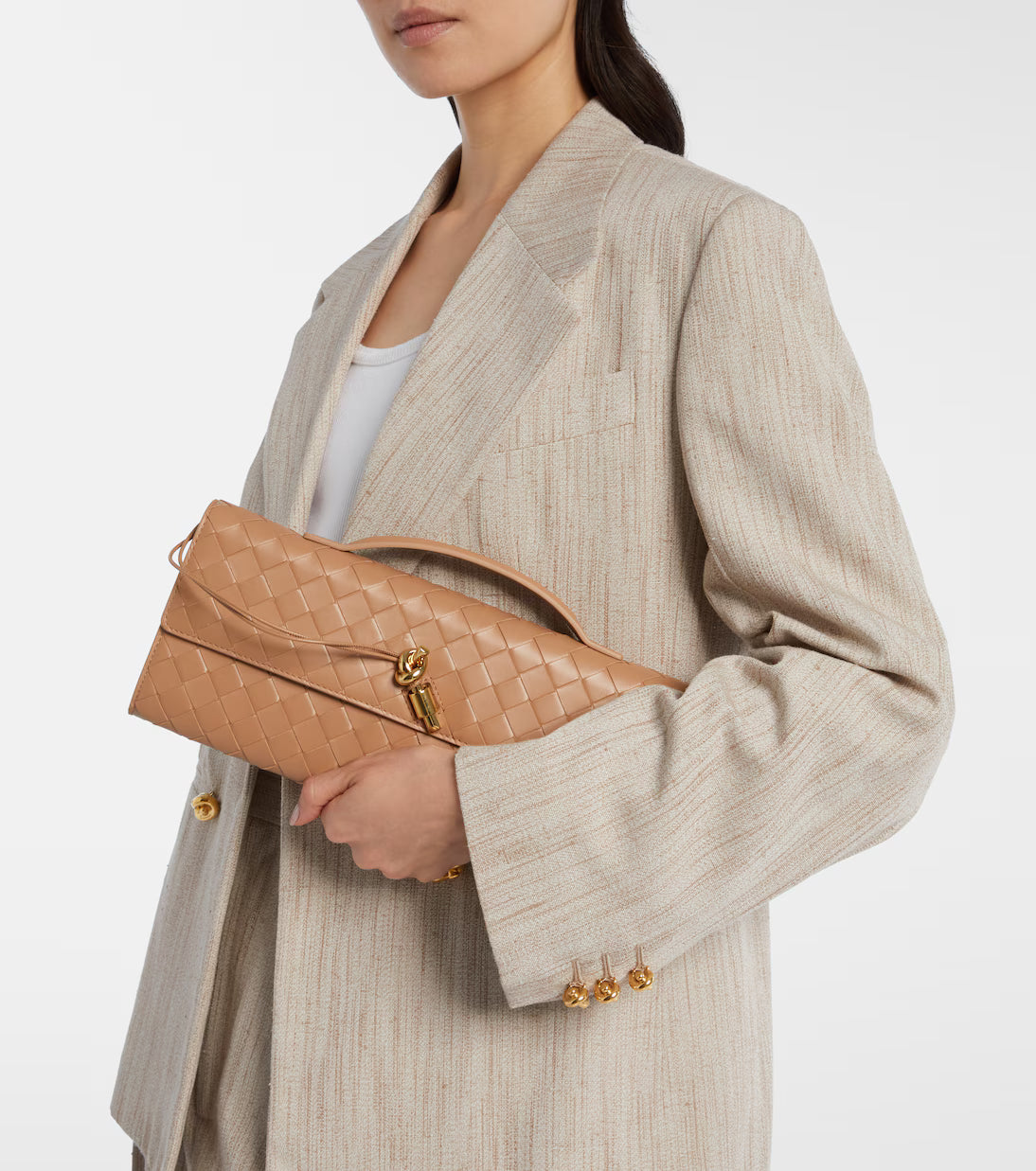 Bottega Veneta Andiamo Intrecciato Leather Clutch