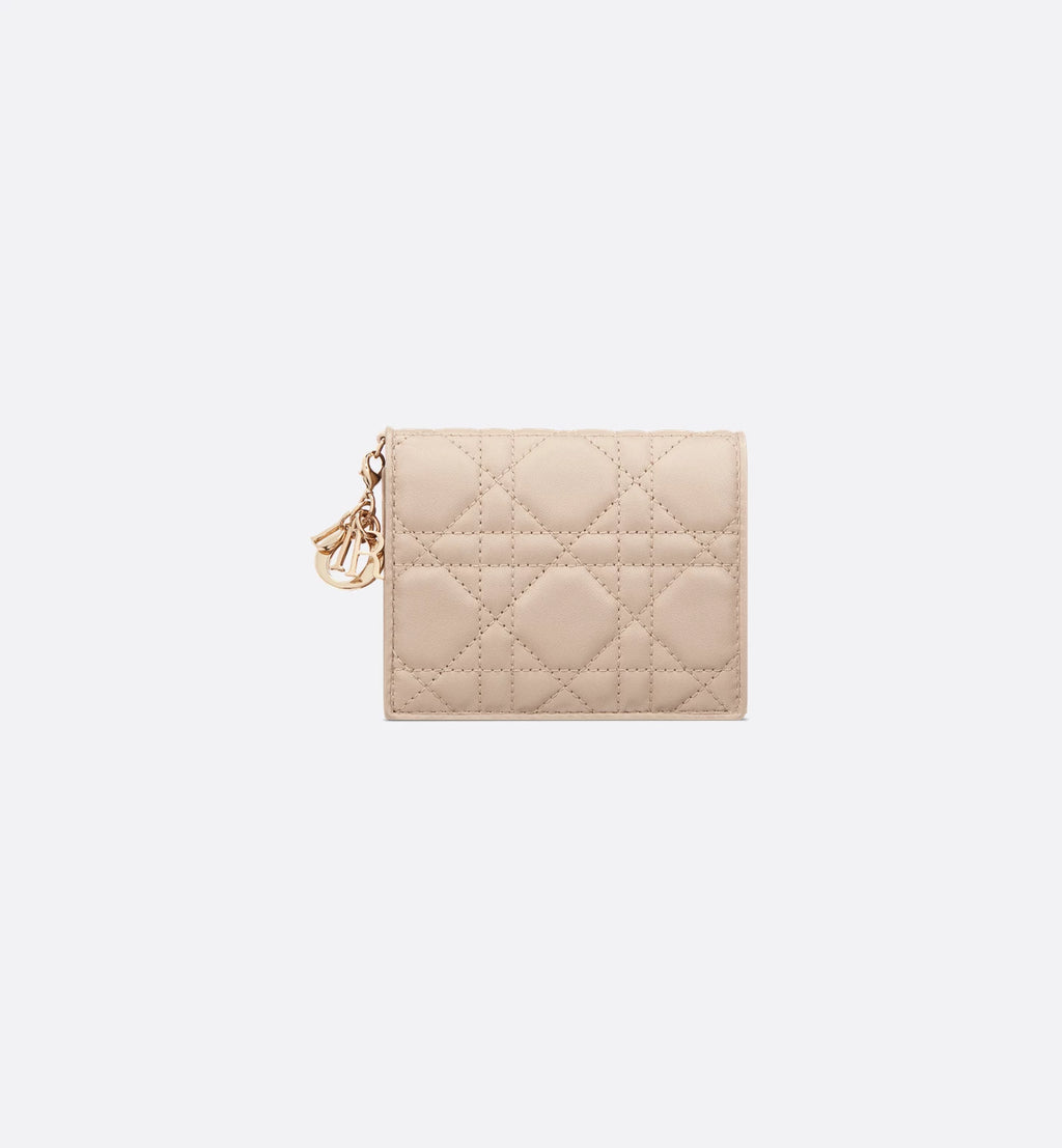 Mini Lady Dior Gardenia Wallet Powder Beige Cannage Lambskin