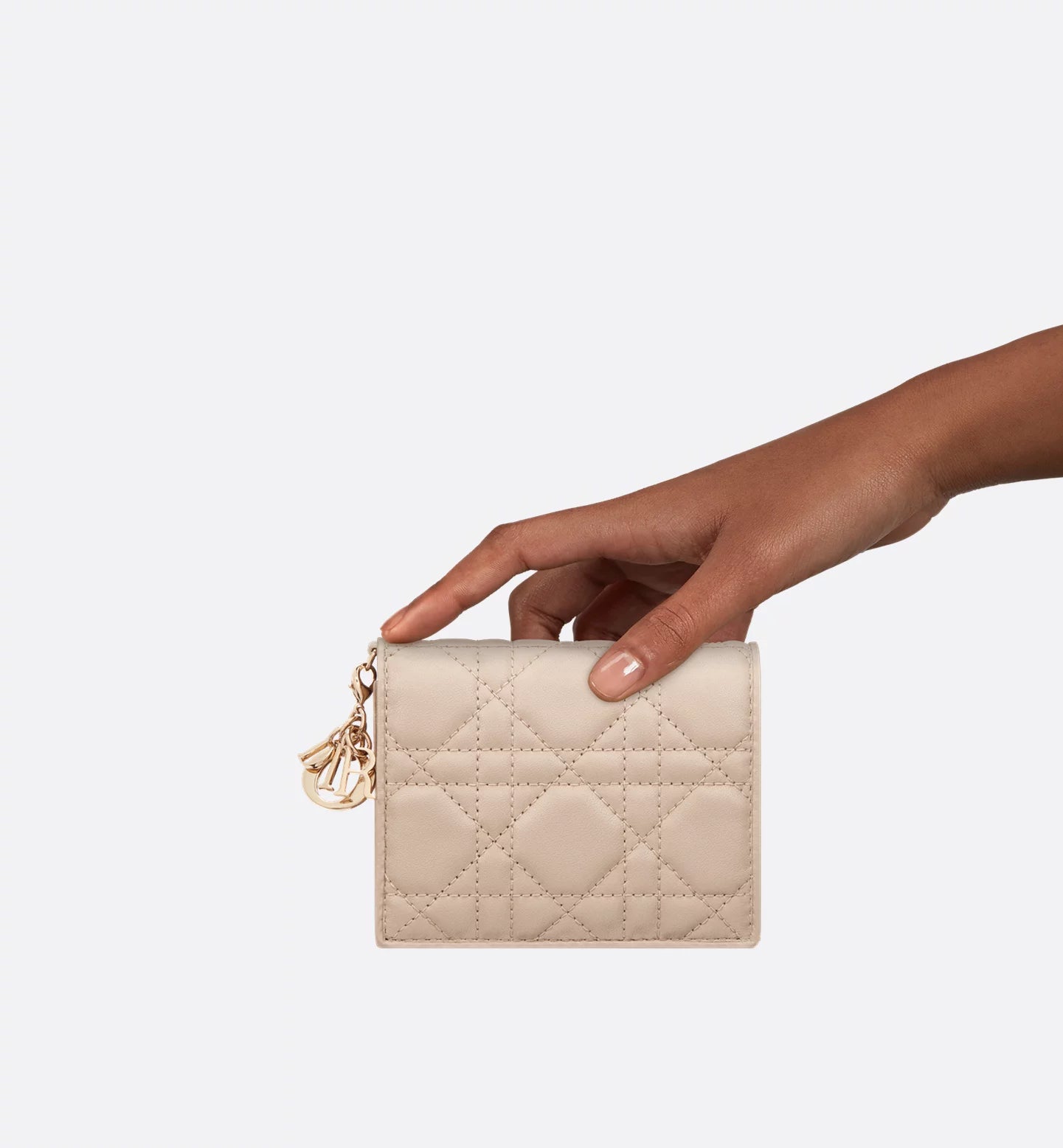 Mini Lady Dior Gardenia Wallet Powder Beige Cannage Lambskin