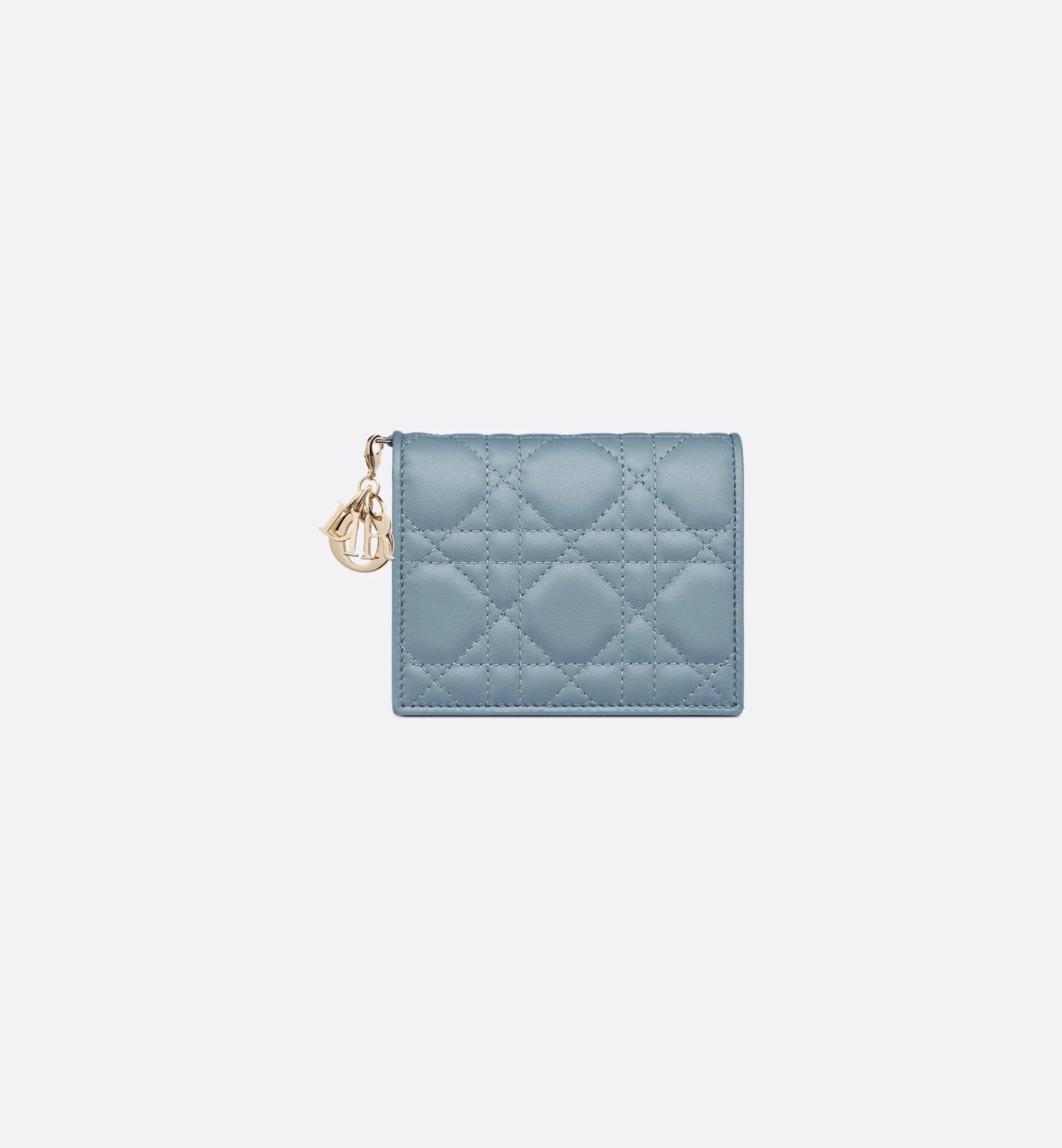 Mini Lady Dior Gardenia Wallet Cloud Blue Cannage Lambskin