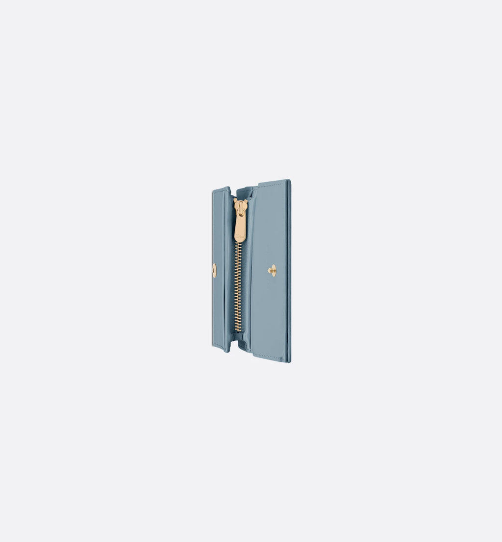 Mini Lady Dior Gardenia Wallet Cloud Blue Cannage Lambskin