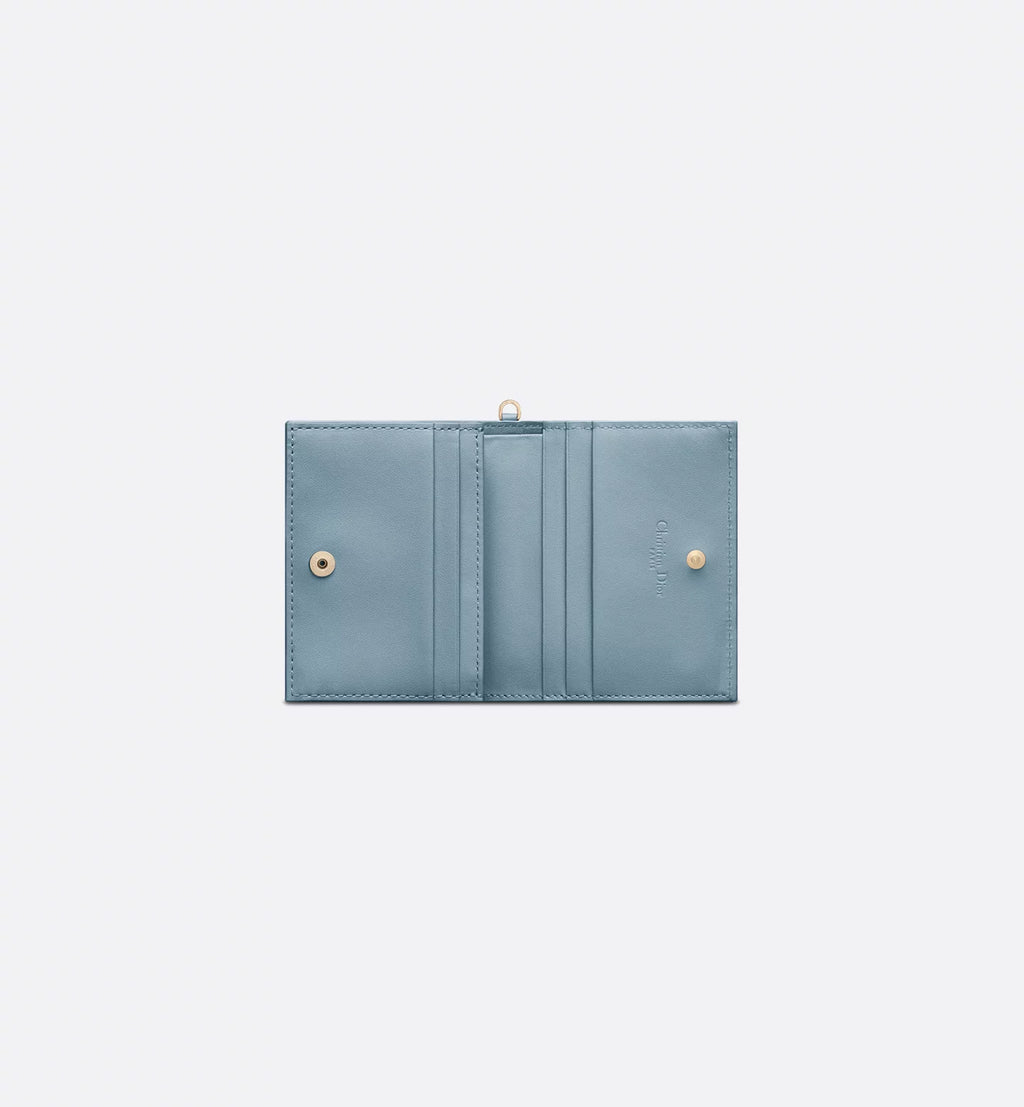 Mini Lady Dior Gardenia Wallet Cloud Blue Cannage Lambskin