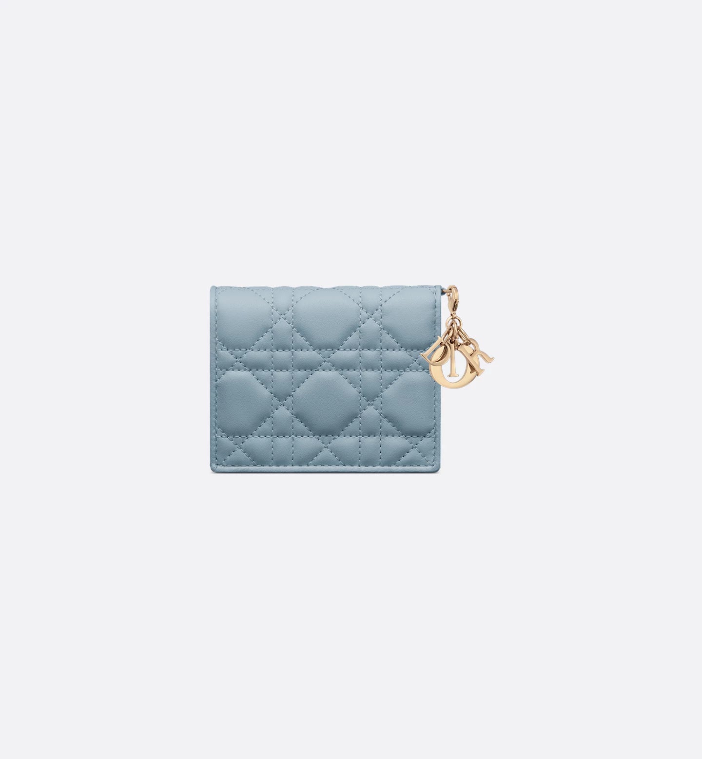 Mini Lady Dior Gardenia Wallet Cloud Blue Cannage Lambskin