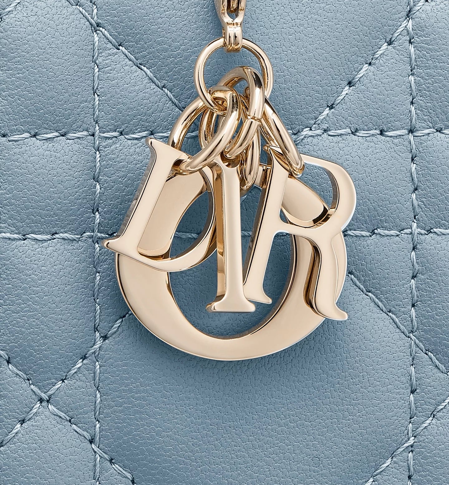 Mini Lady Dior Gardenia Wallet Cloud Blue Cannage Lambskin