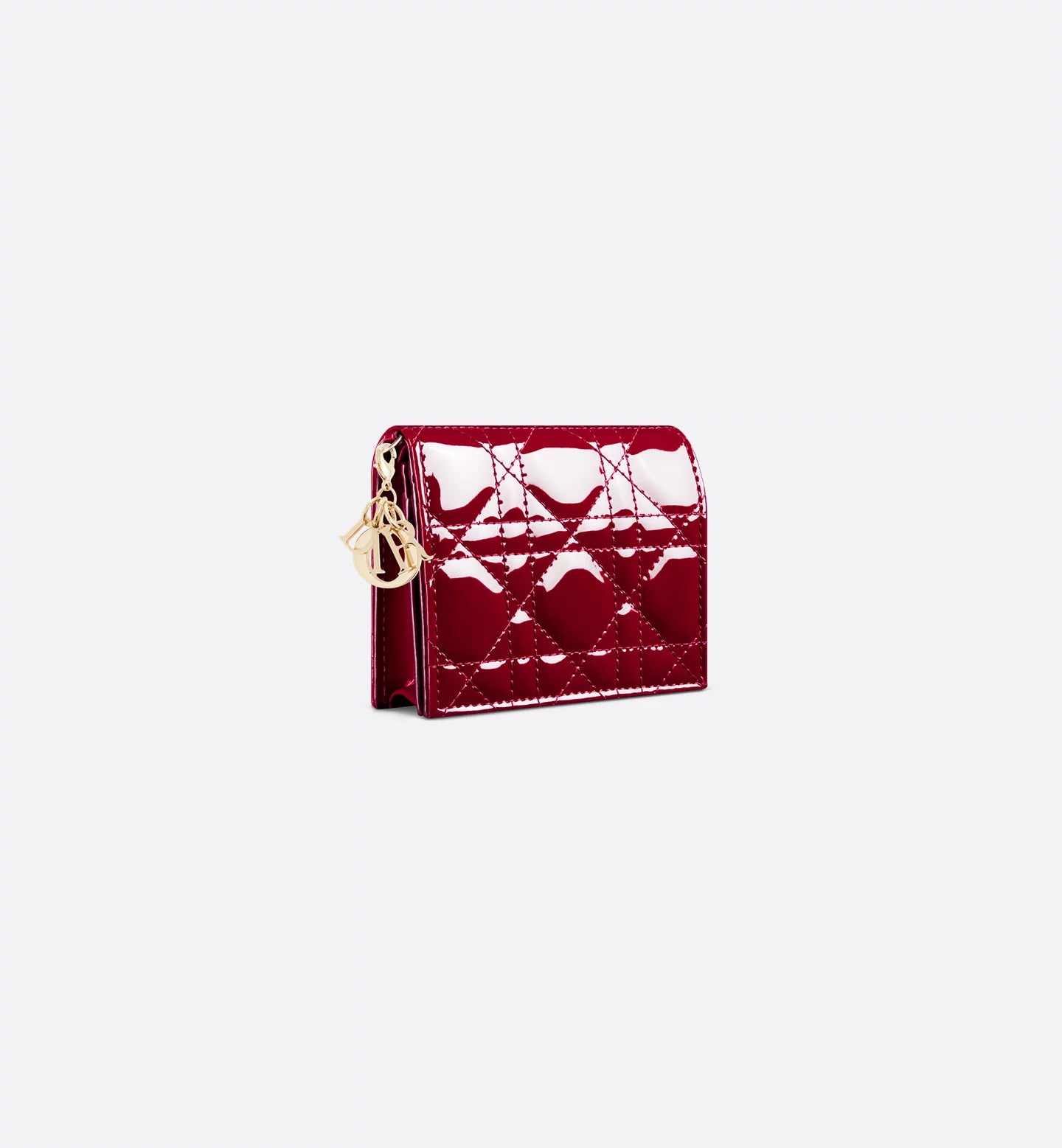 Mini Lady Dior Gardenia Wallet Cherry Red Patent Cannage Calfskin