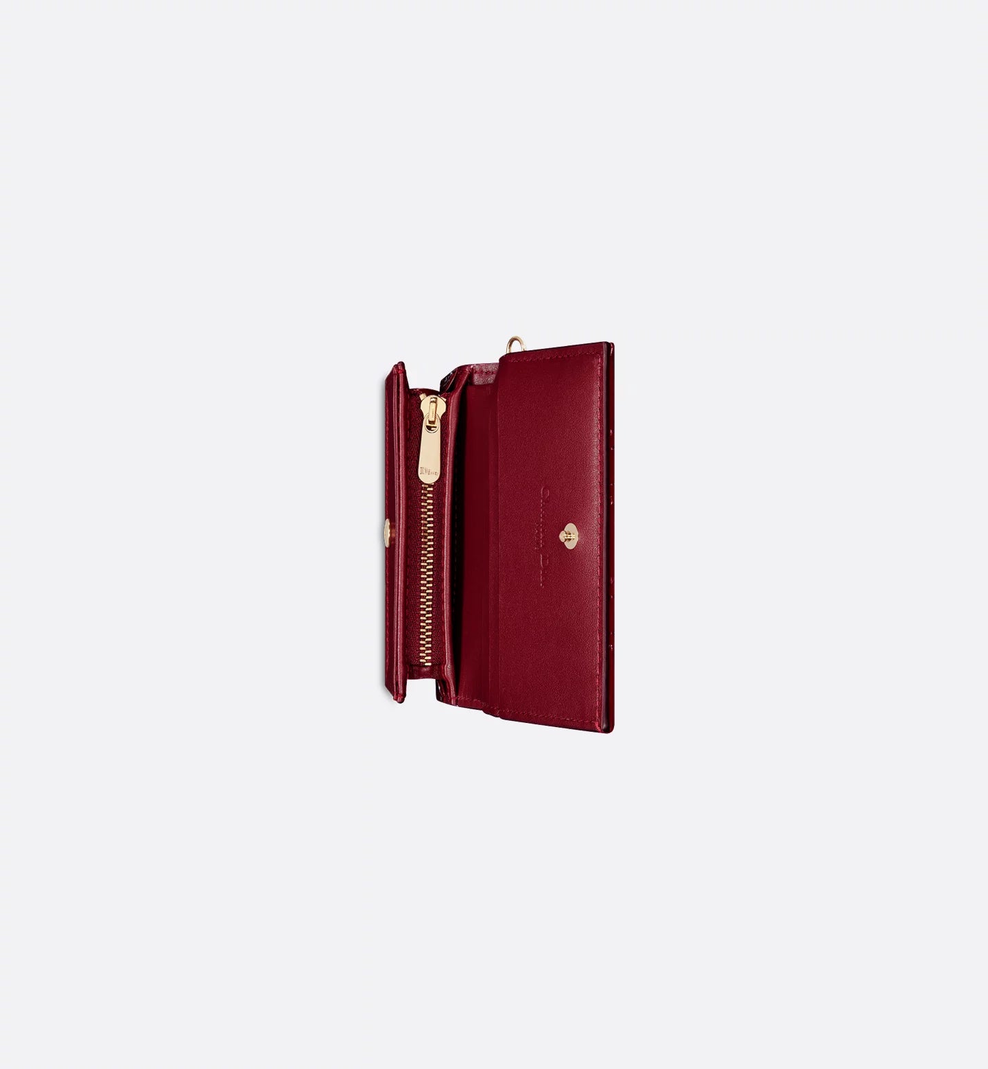 Mini Lady Dior Gardenia Wallet Cherry Red Patent Cannage Calfskin