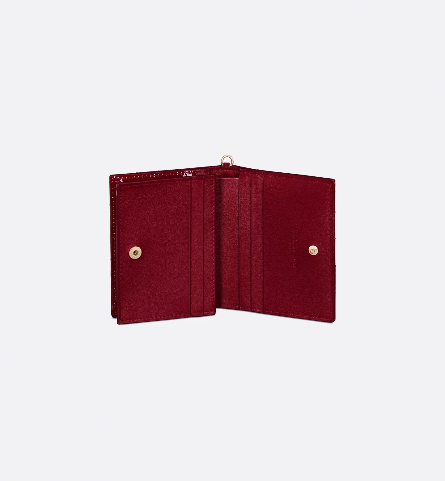 Mini Lady Dior Gardenia Wallet Cherry Red Patent Cannage Calfskin
