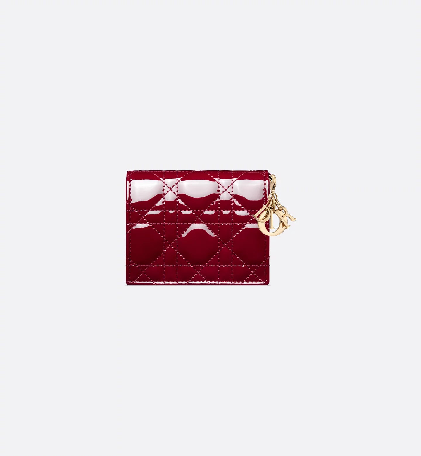 Mini Lady Dior Gardenia Wallet Cherry Red Patent Cannage Calfskin