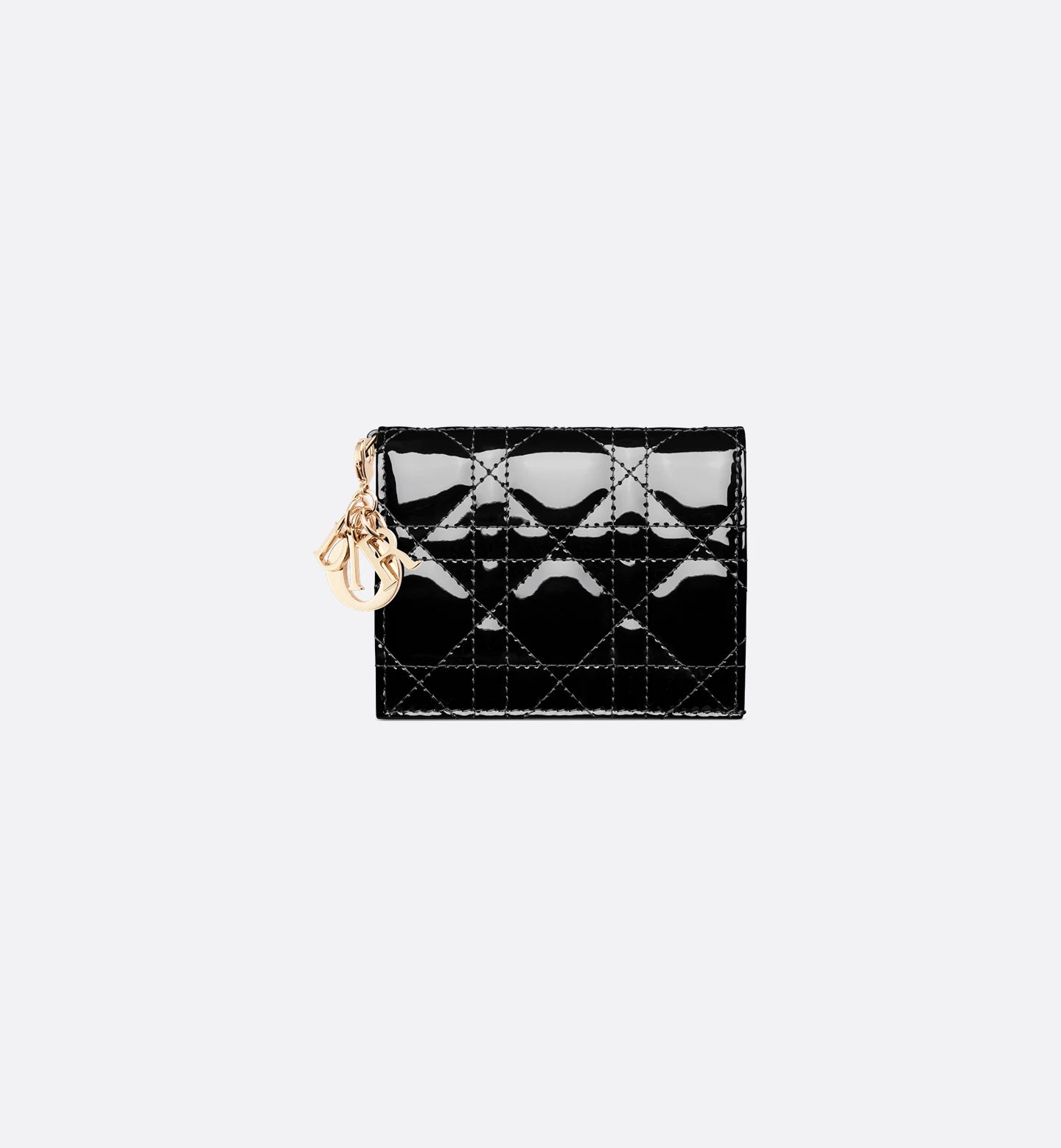 Mini Lady Dior Gardenia Wallet Black Patent Cannage Calfskin