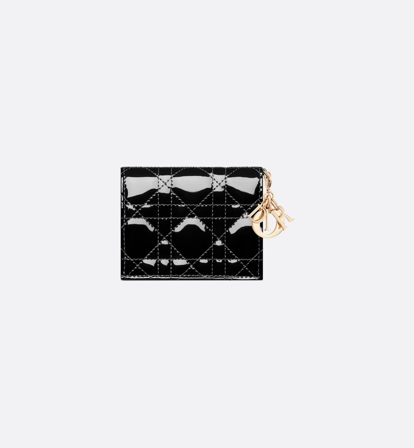 Mini Lady Dior Gardenia Wallet Black Patent Cannage Calfskin