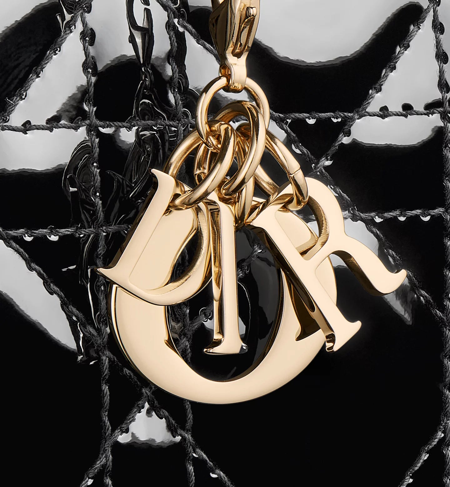 Mini Lady Dior Gardenia Wallet Black Patent Cannage Calfskin