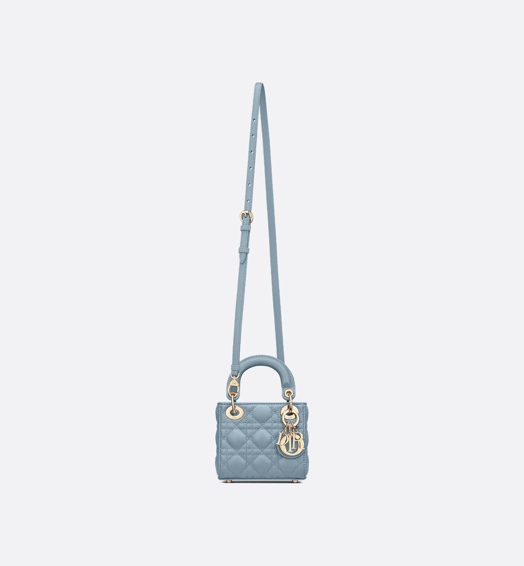 Lady Dior Micro Bag sky blue lambskin