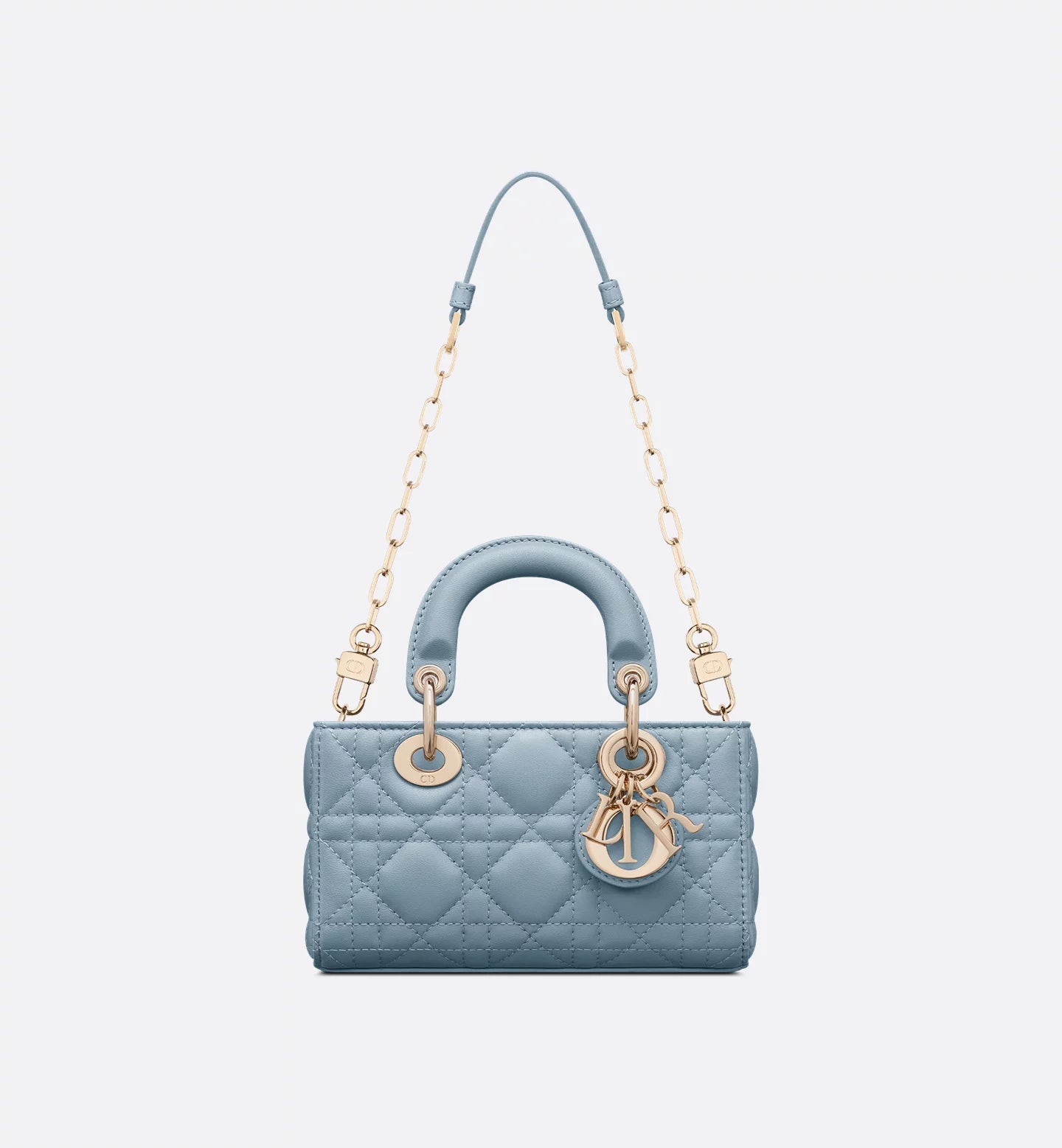 Lady D-Joy Micro Bag Cloud Blue Cannage Lambskin