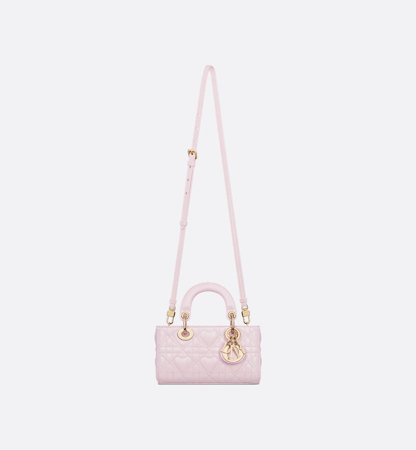 Dioramour Lady D-Joy Micro Bag Pale Pink Cannage Lambskin with Heart Motif