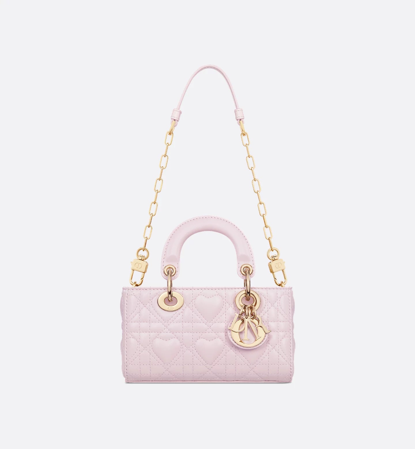 Dioramour Lady D-Joy Micro Bag Pale Pink Cannage Lambskin with Heart Motif