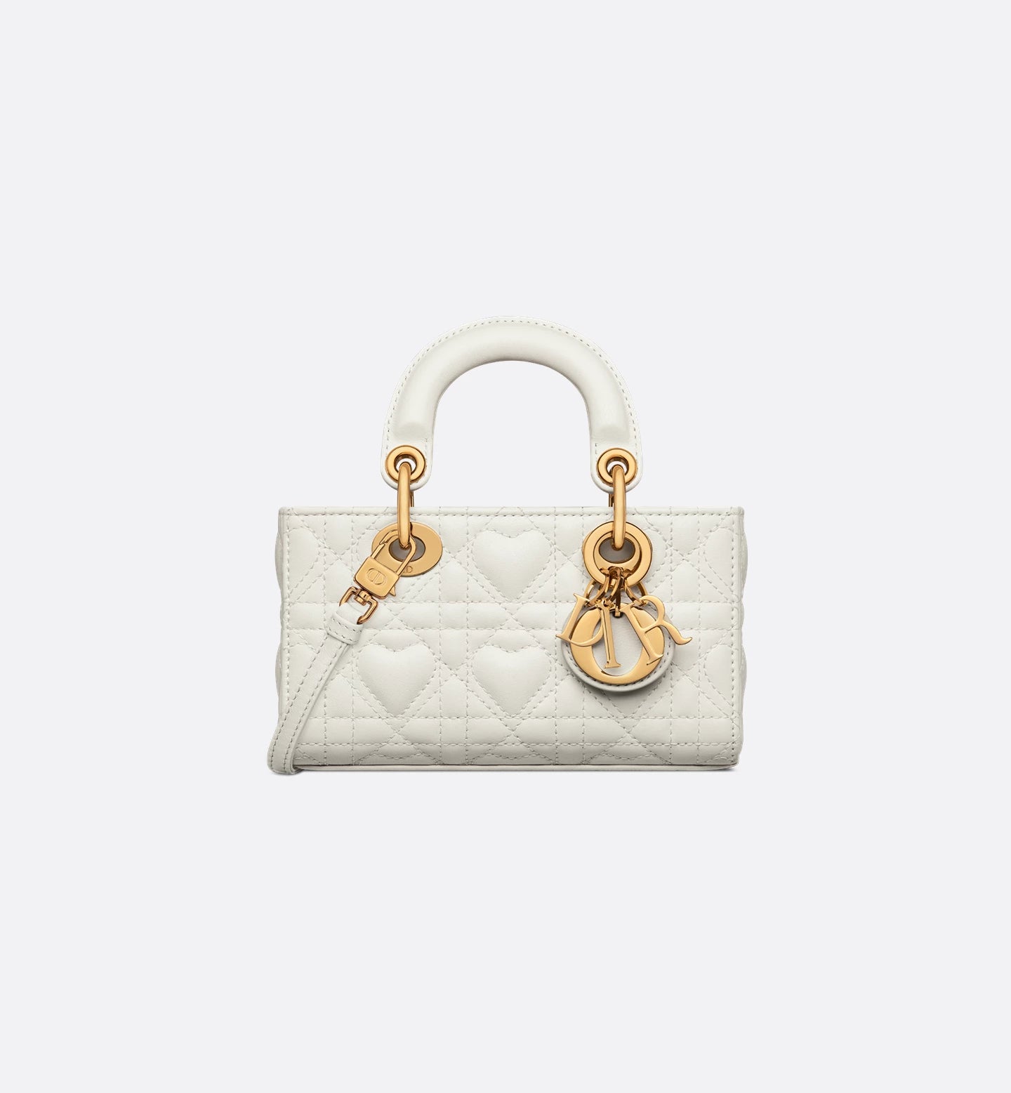 Dioramour Lady D-Joy Micro Bag Pale Latte Cannage Lambskin with Heart Motif