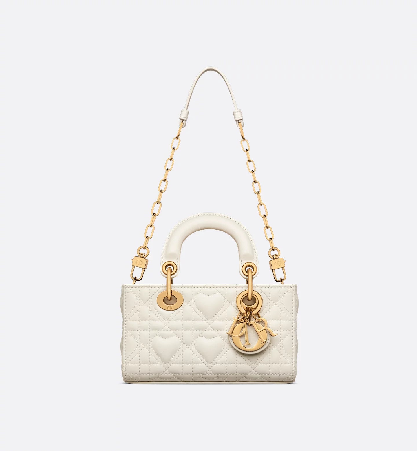 Dioramour Lady D-Joy Micro Bag Pale Latte Cannage Lambskin with Heart Motif