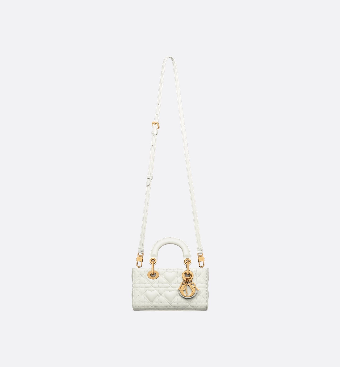 Dioramour Lady D-Joy Micro Bag Pale Latte Cannage Lambskin with Heart Motif