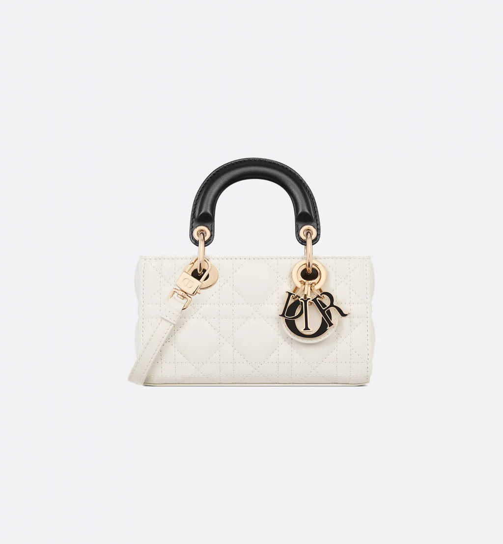Lady D-Joy Micro Bag Two-Tone Latte and Black Cannage Lambskin