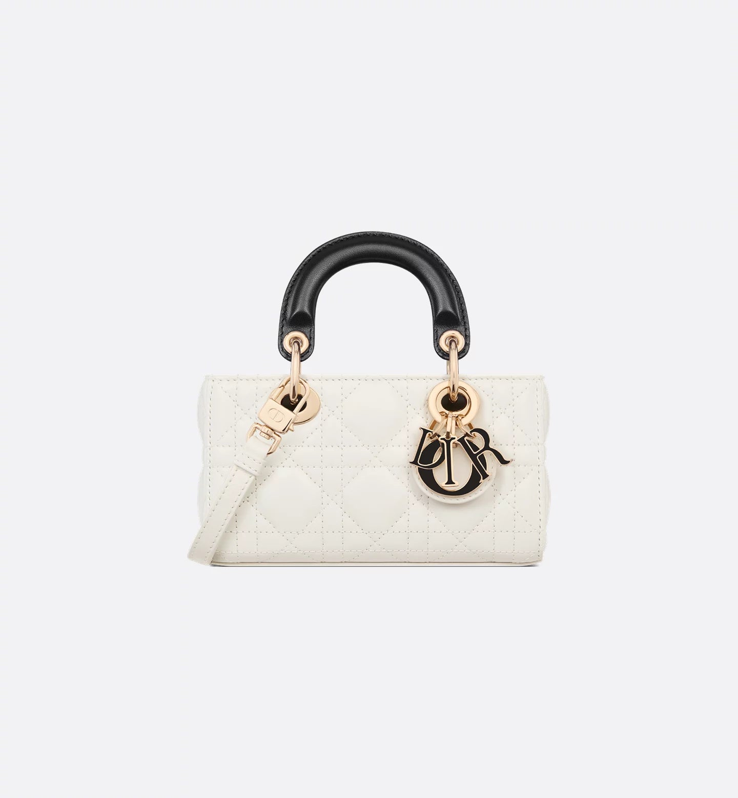 Lady D-Joy Micro Bag Two-Tone Latte and Black Cannage Lambskin