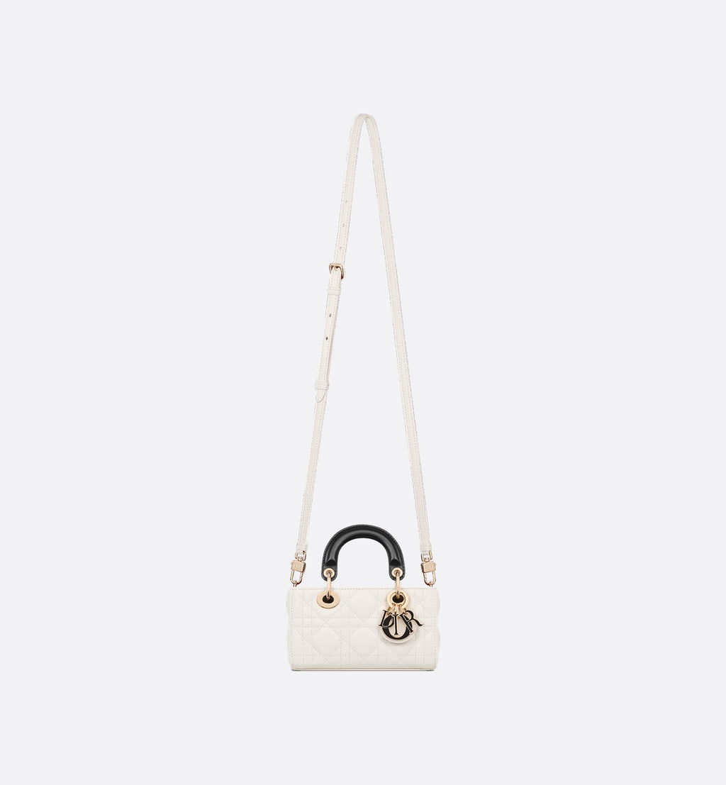 Lady D-Joy Micro Bag Two-Tone Latte and Black Cannage Lambskin