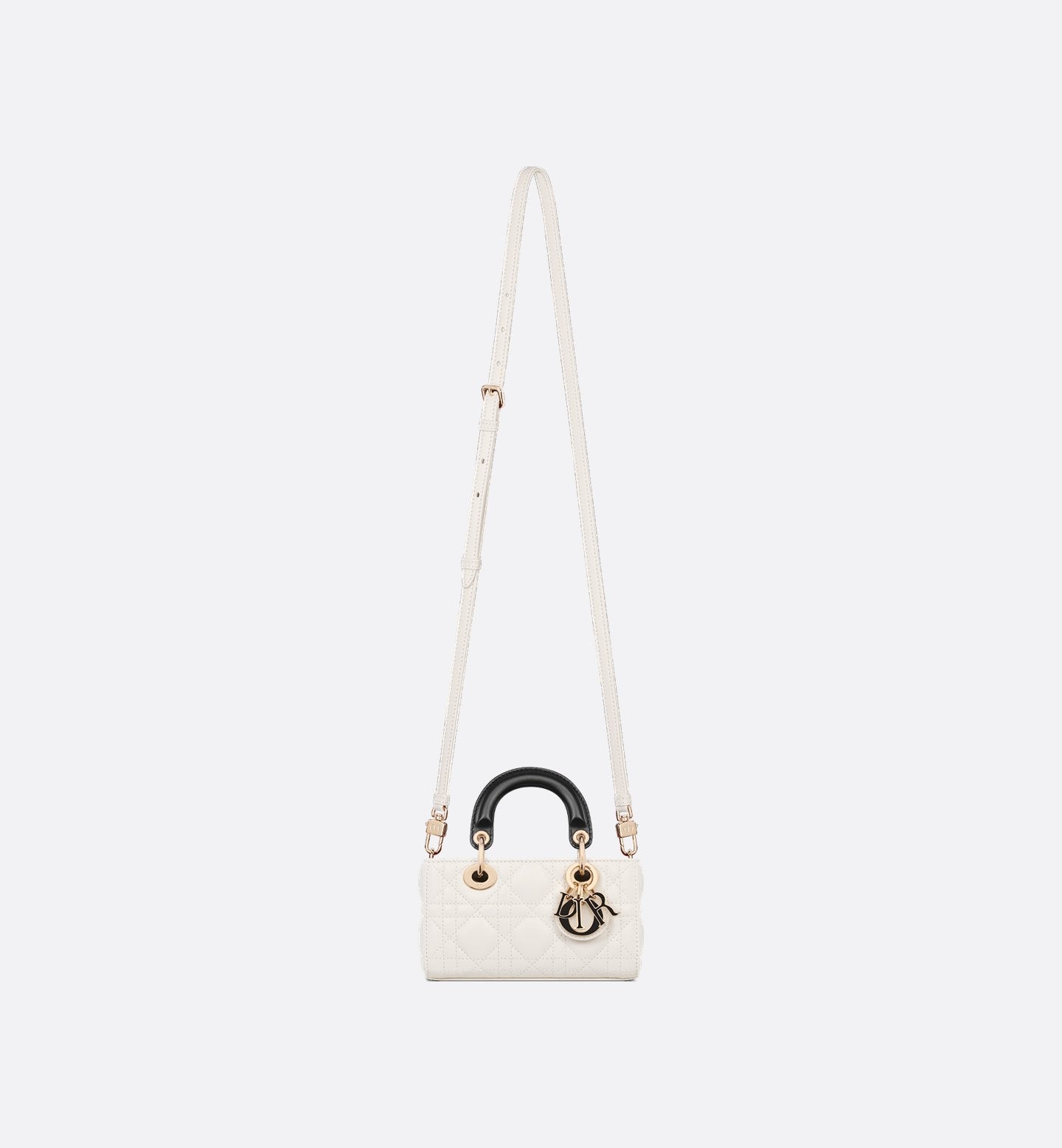 Lady D-Joy Micro Bag Two-Tone Latte and Black Cannage Lambskin