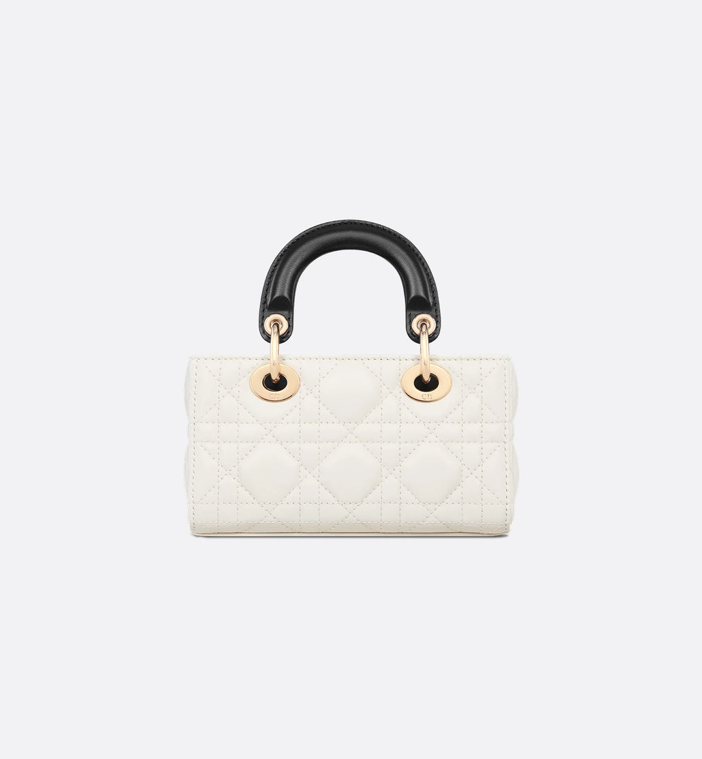 Lady D-Joy Micro Bag Two-Tone Latte and Black Cannage Lambskin