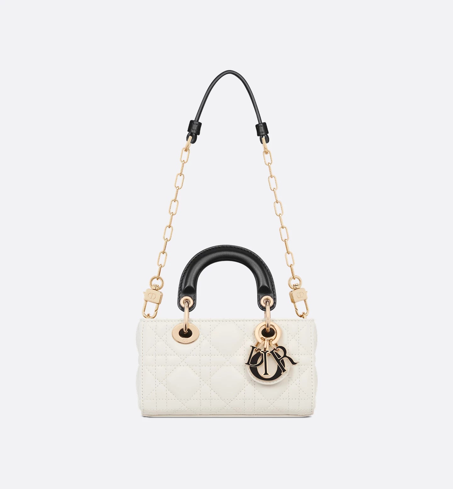 Lady D-Joy Micro Bag Two-Tone Latte and Black Cannage Lambskin