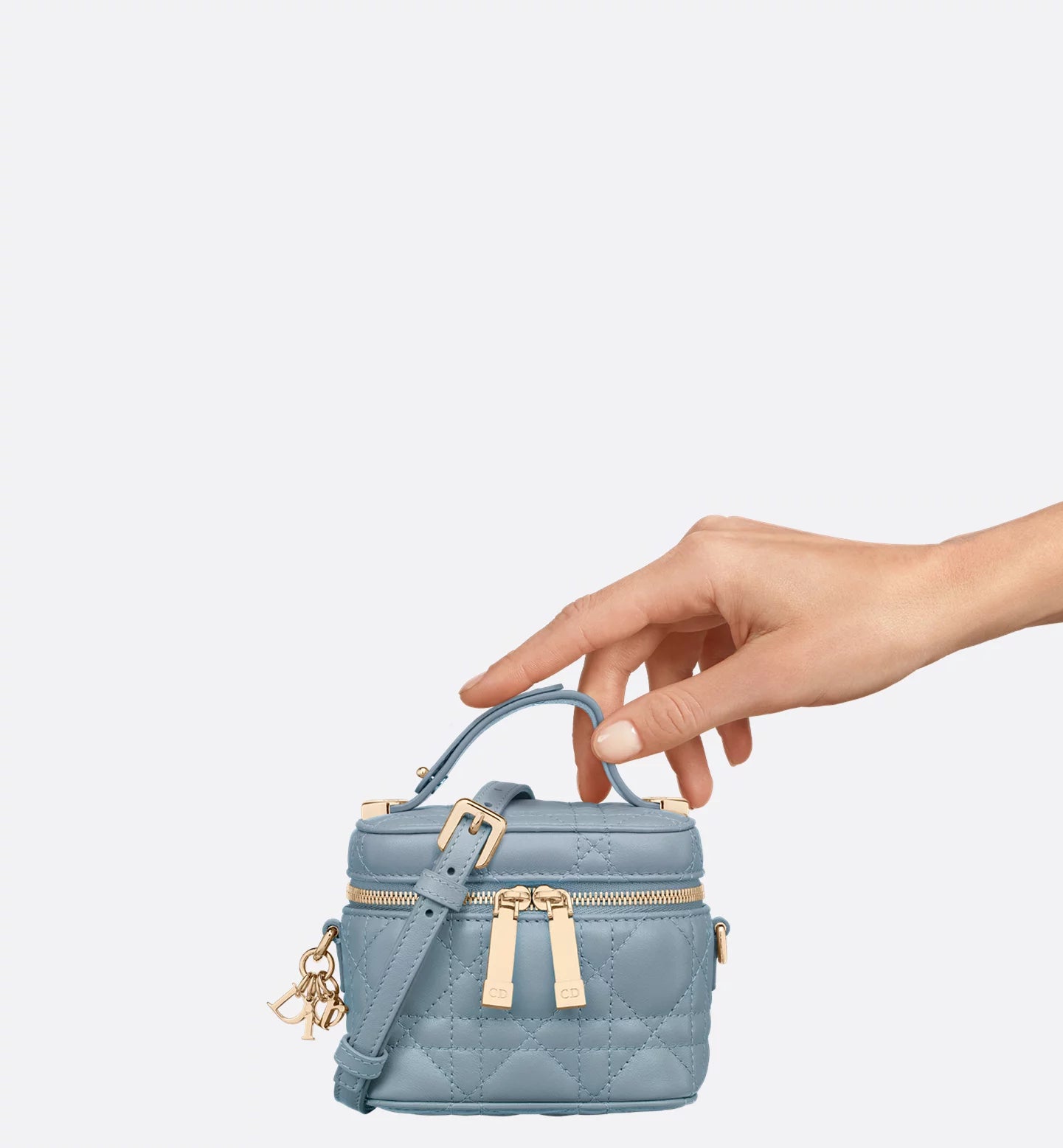 Lady Dior Micro Vanity Case Cloud Blue Cannage Lambskin