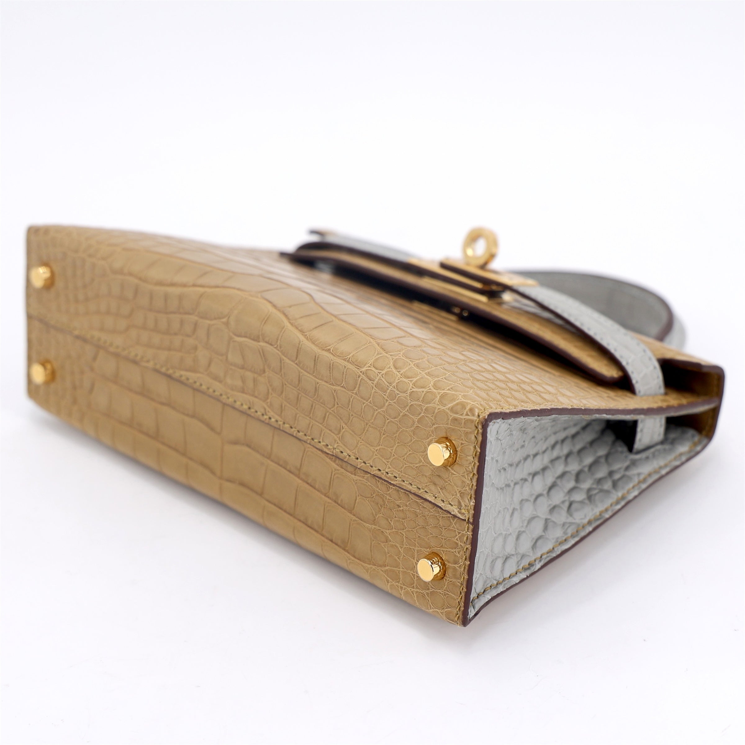 Hermès Min Kelly ll HSS Gris Perle Kraft Alligator GHW