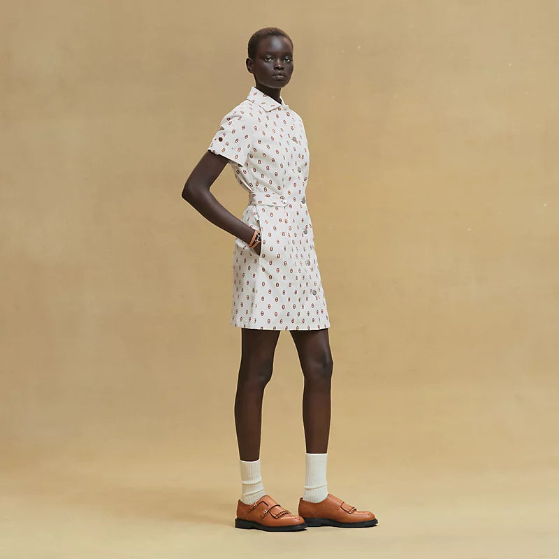 Hermès Abito stampa “Chaîne d’Ancre” Marron Fauve