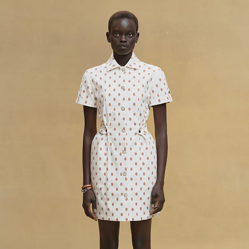 Hermès Abito stampa “Chaîne d’Ancre” Marron Fauve