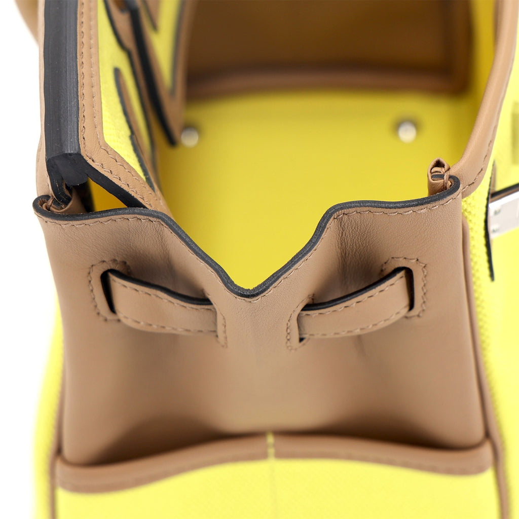 Hermès Birkin Cargo 25 Canvas-Swift Jaune Citron / Chai / Toile Goéland PHW