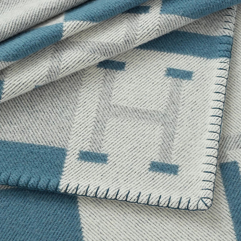 Hermès Avalon Bayadere blanket bleu baltique