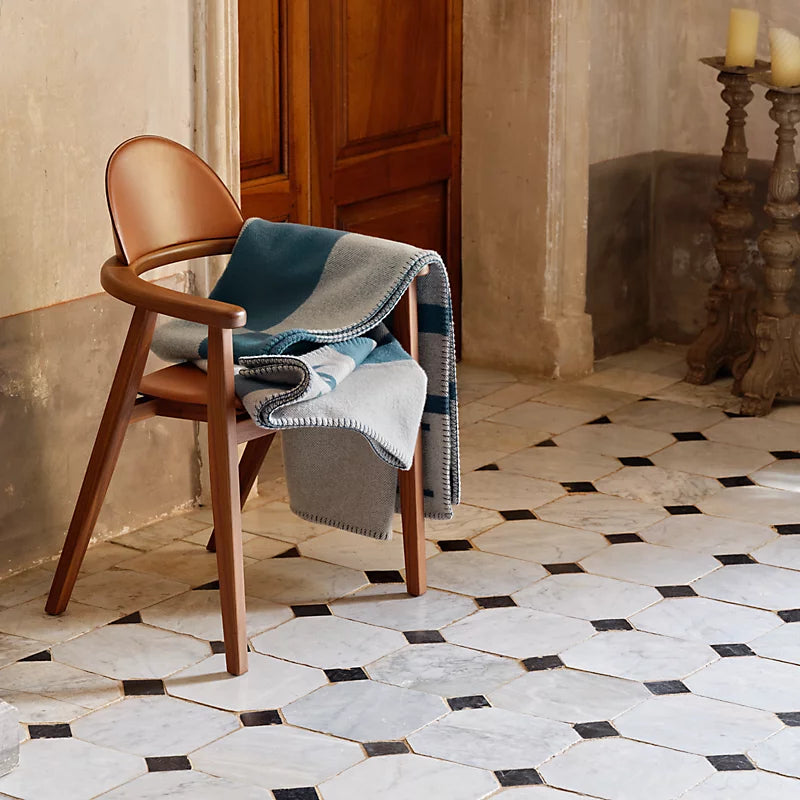 Hermès Avalon Bayadere blanket bleu baltique