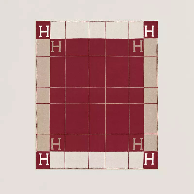 Hermès Avalon III throw blanket écru / rouge H