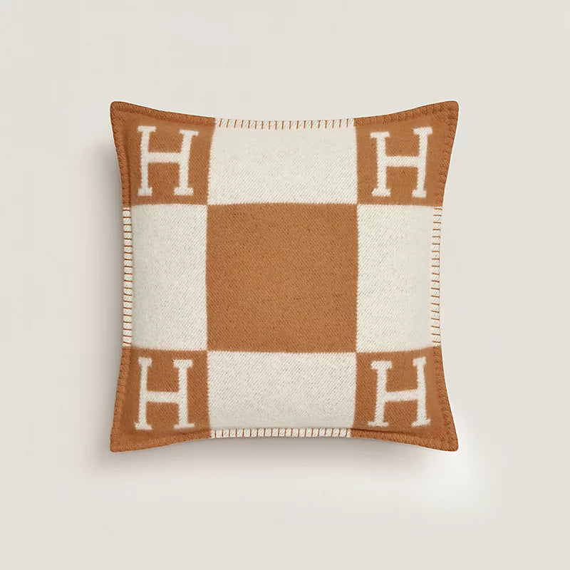 Hermès Avalon pillow, small model écru / camel