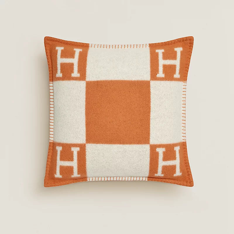 Hermès Avalon pillow, small model écru / potiron