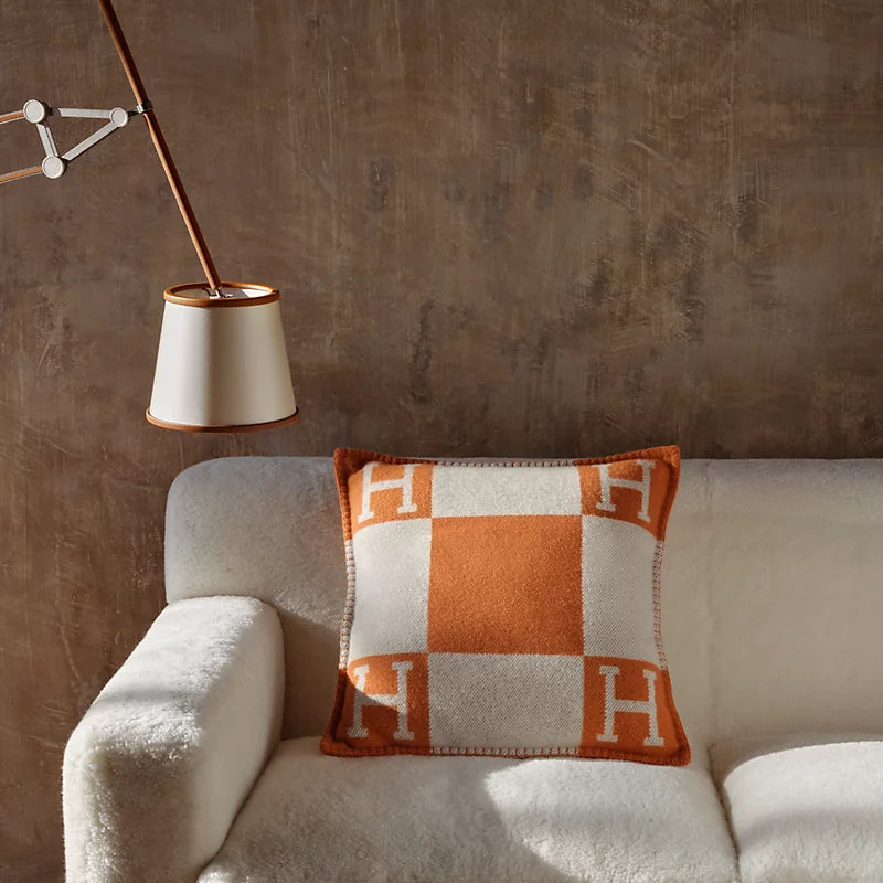 Hermès Avalon pillow, small model écru / potiron