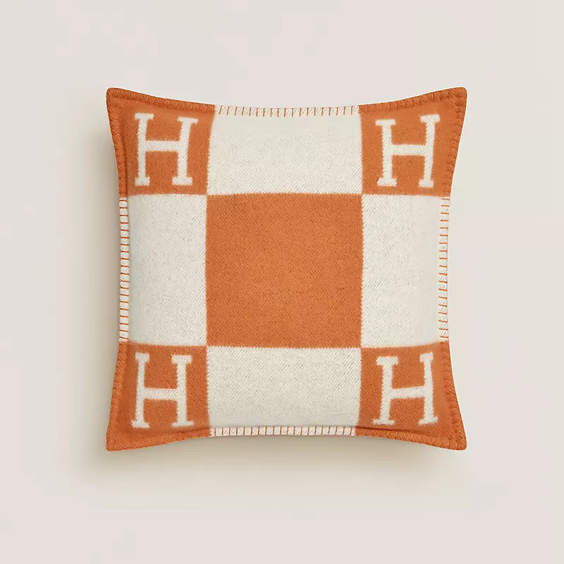 Hermès Avalon pillow, small model écru / potiron