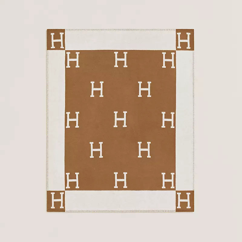 Hermès Avalon throw blanket écru / camel
