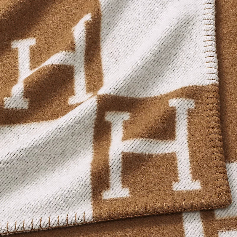 Hermès Avalon throw blanket écru / camel