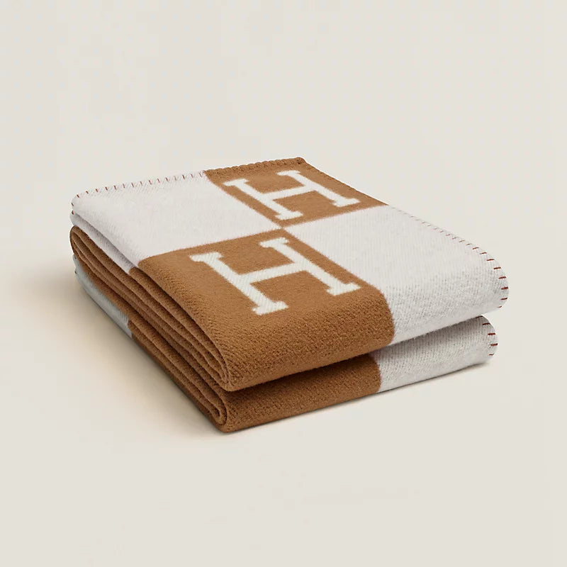 Hermès Avalon throw blanket écru / camel